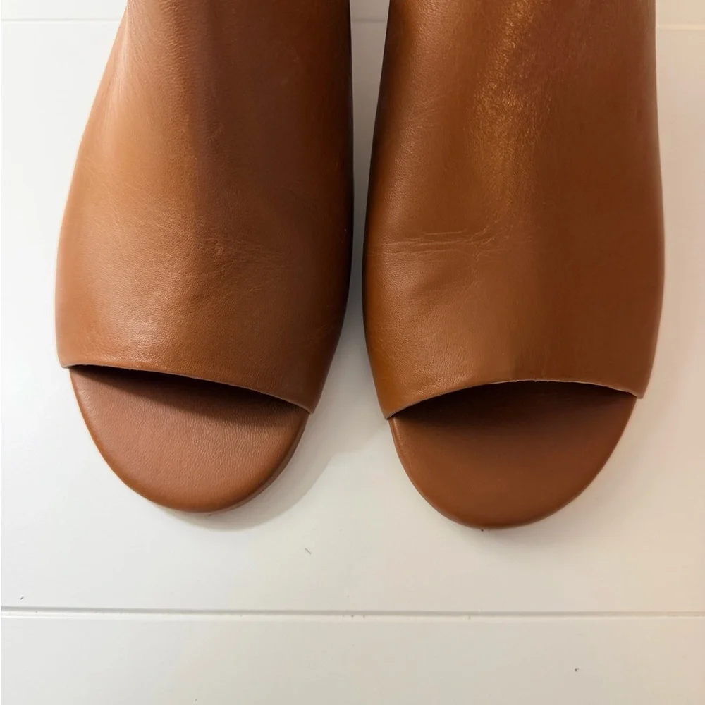 Able Renee round heel Women's Tan Leather Slide Mule - Classic Open-Toe Heel - Picture 13 of 13